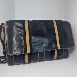 Matt & Nat Black and Tan Vegan Leather Crossbody Messenger Bag, Unisex, Utility